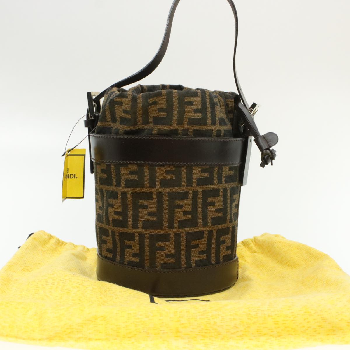 FENDI Zucca Canvas Shoulder Bag Brown Black ar2901
