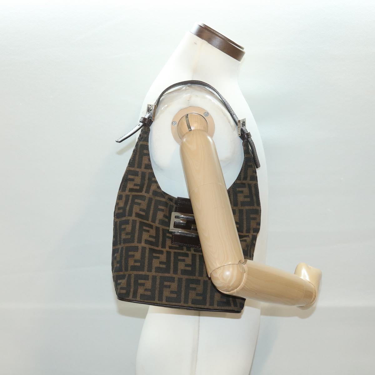 FENDI Zucca Canvas Mamma Baguette Shoulder Bag Brown 2119 26686 008 ar9002