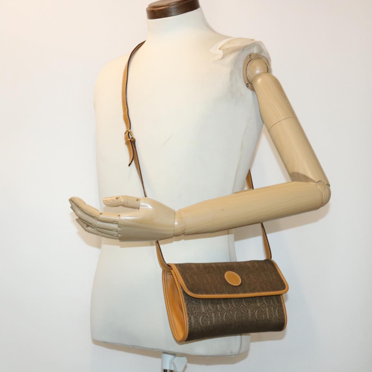 GUCCI Shoulder Bag Canvas Leather Brown 004.115.3410 ar9770