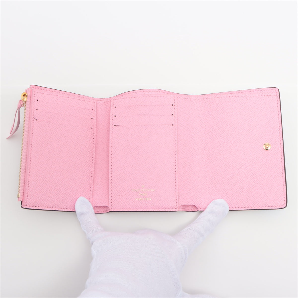 Louis Vuitton Monogram Portefolio Victoria M82622 Brown Pink Compact Wallet