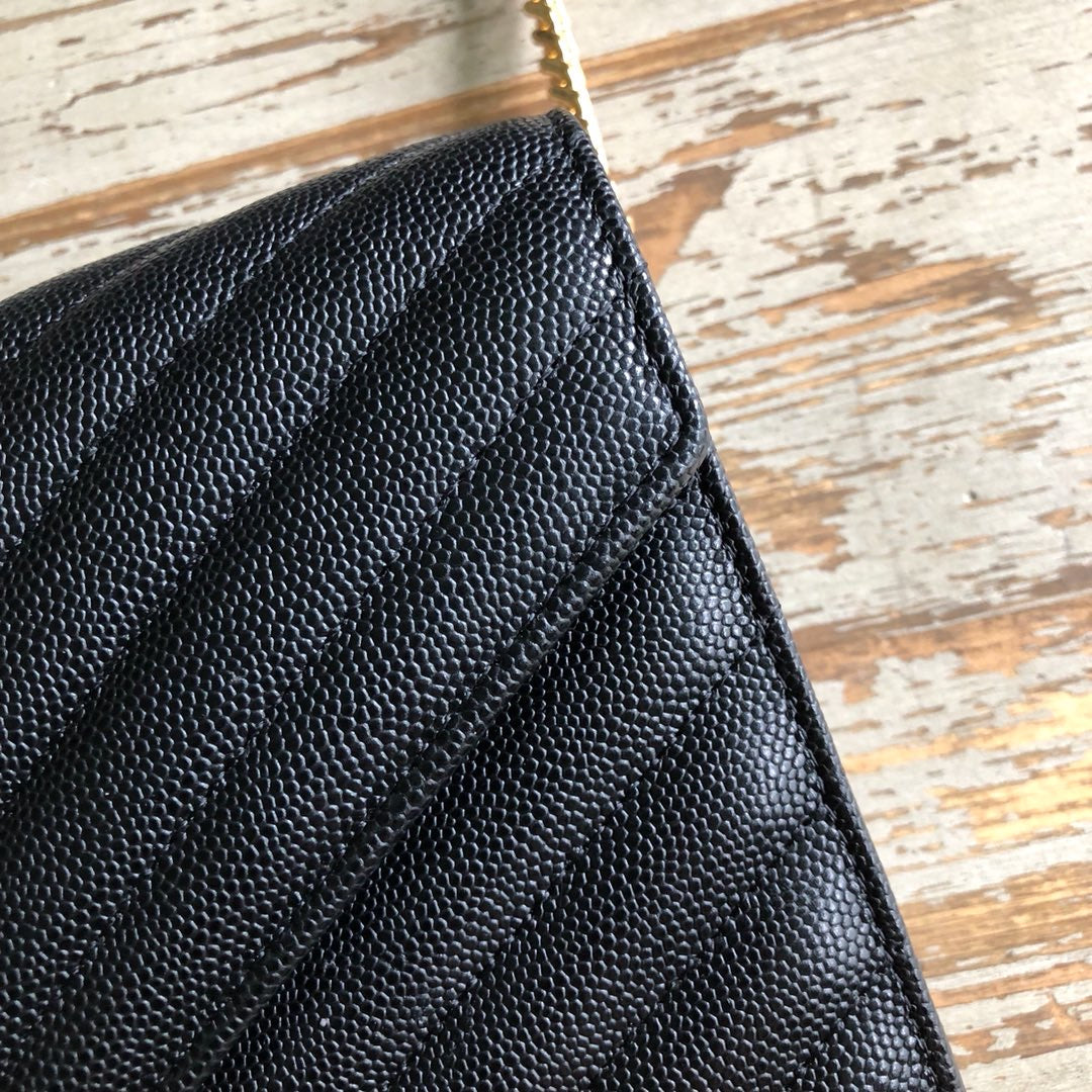 GLAMI Monogram Chain Wallet Black For Women 8.7in/23cm YSL