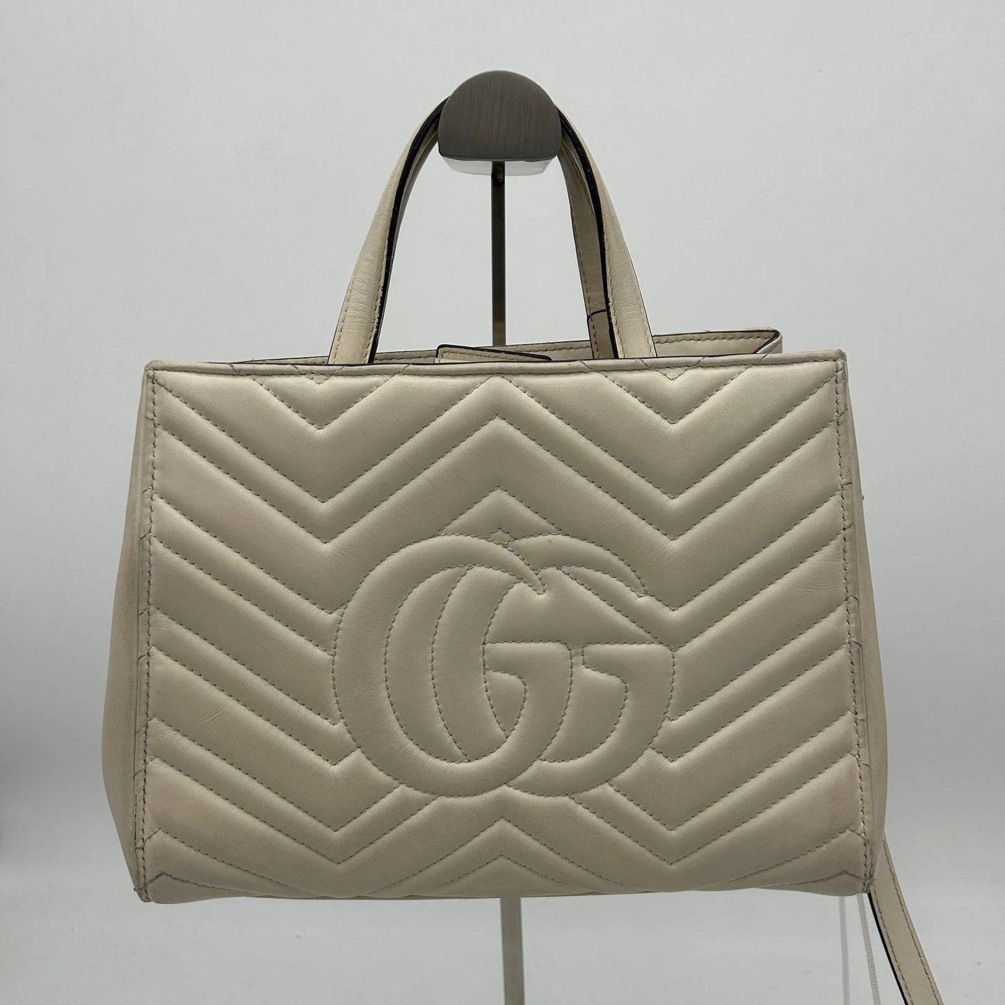 GLM-- GG Marmont White Leather Shoulder Bag Medium