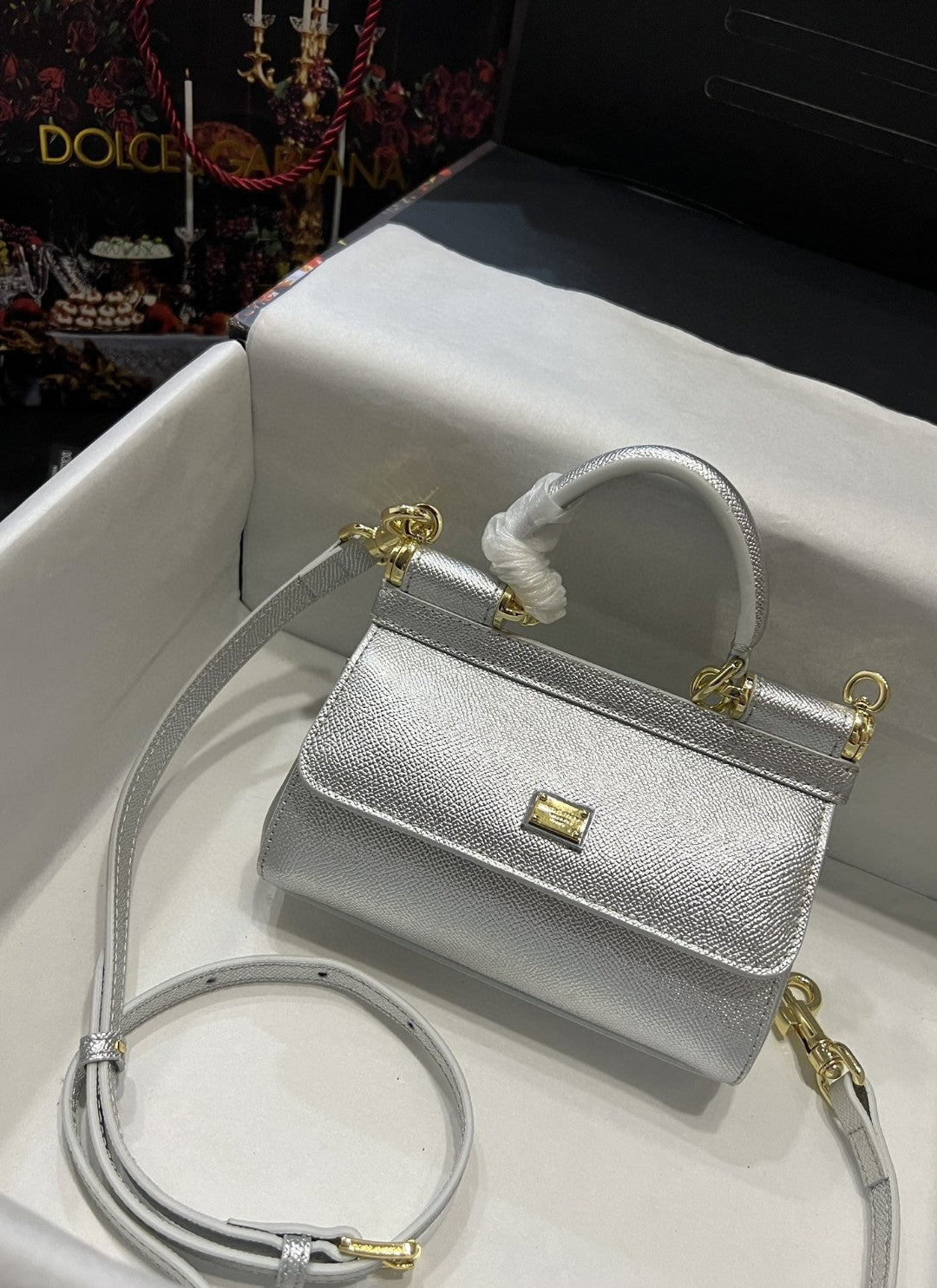 GLAMI Small Sicily Bag In Dauphine Silver For Women 7.5in/19cm GLAMIÂÂ