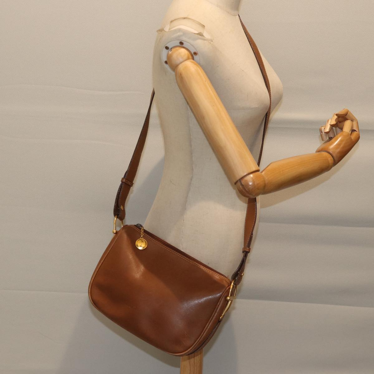 GUCCI Horsebit Shoulder Bag Leather Brown bs13592