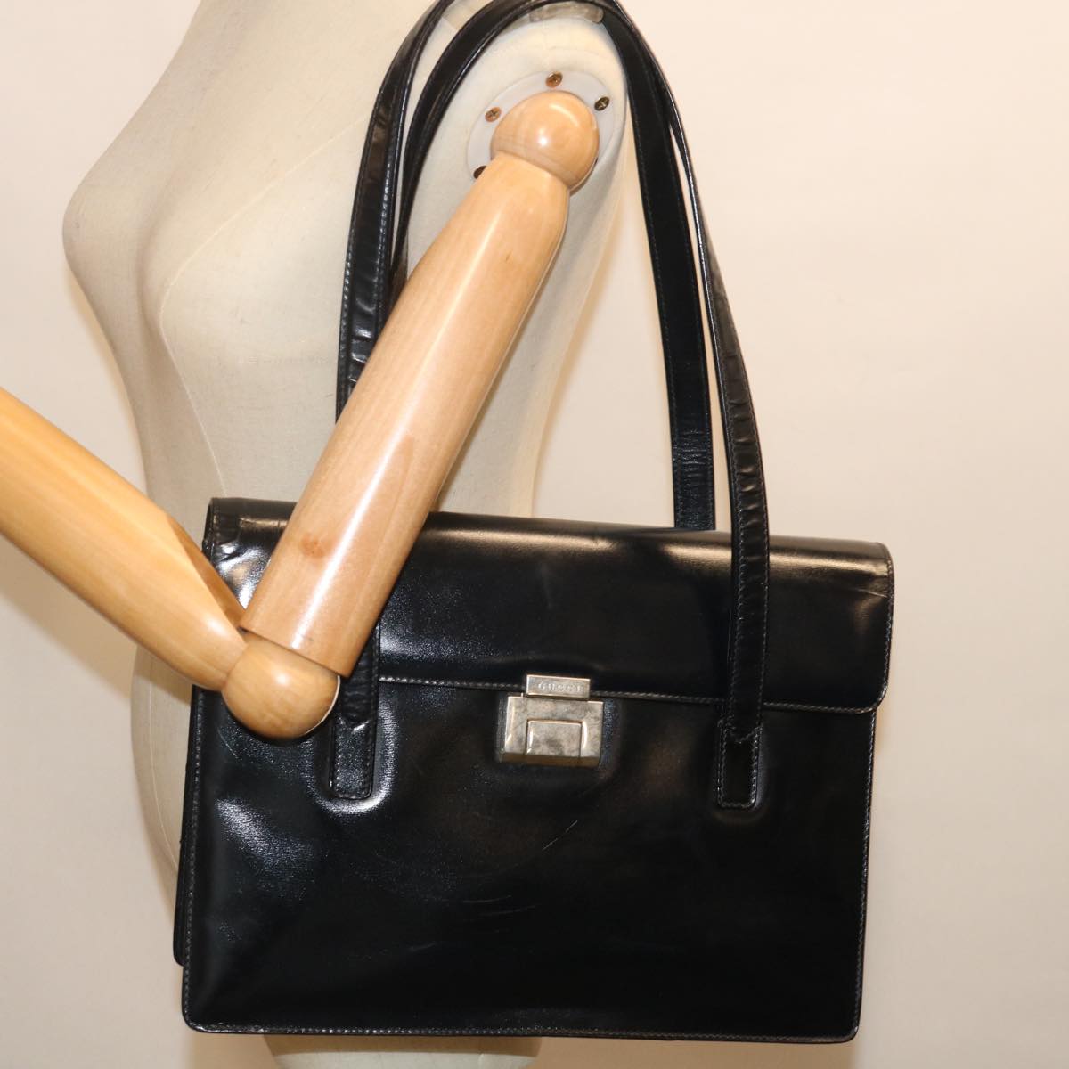 GUCCI Shoulder Bag Leather Outlet Black bs13630