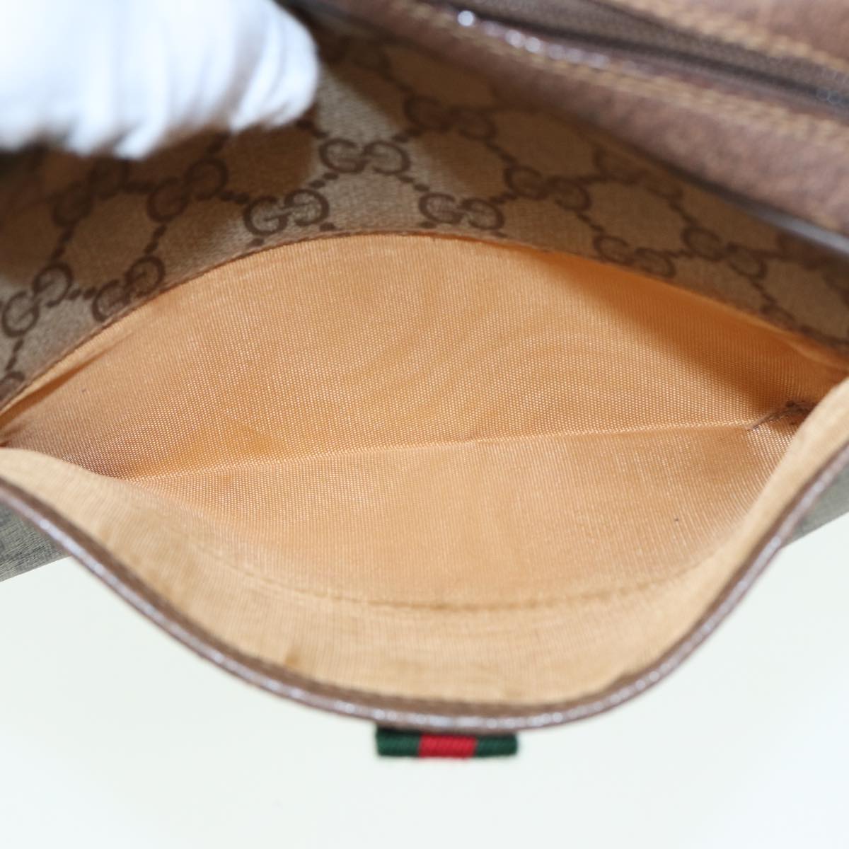 GUCCI GG Supreme Web Sherry Line Clutch Bag 2Set Beige Red Green bs14077