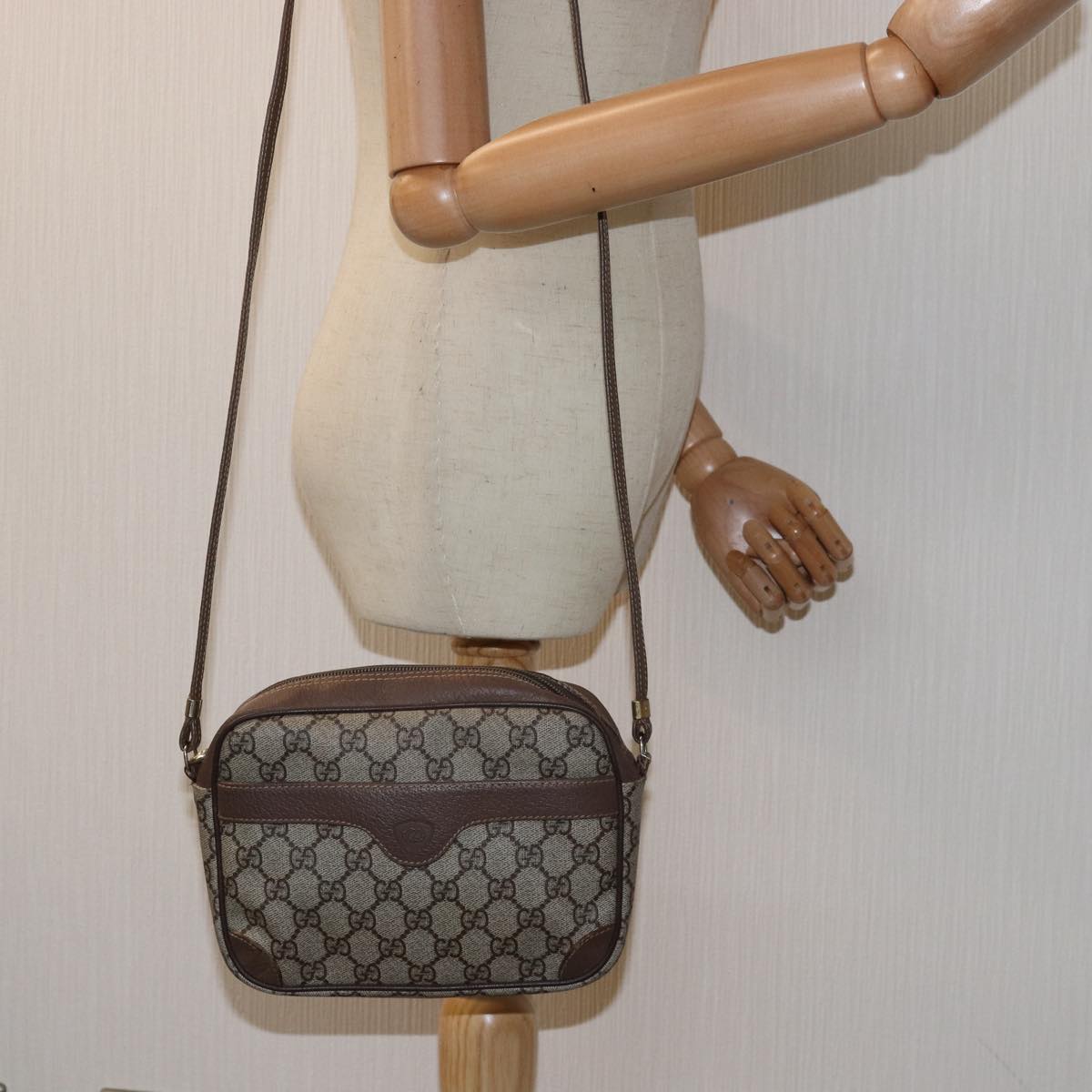 GUCCI GG Supreme Shoulder Bag PVC Beige 007 115 6423 bs14474