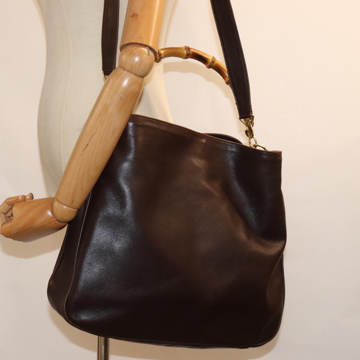 GUCCI Hand Bag Leather Brown bs14618