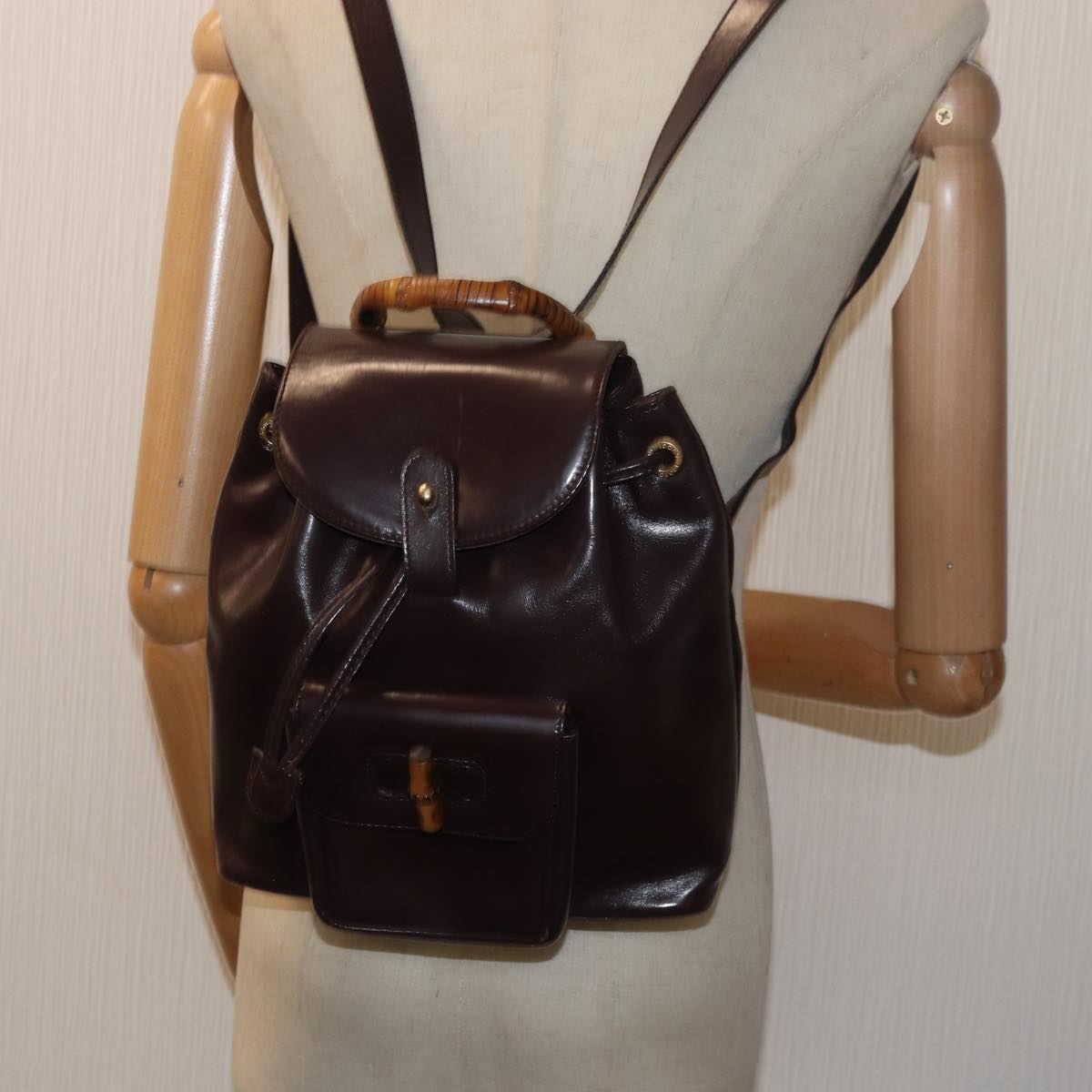 GUCCI Bamboo Shoulder Bag Leather Brown bs15496