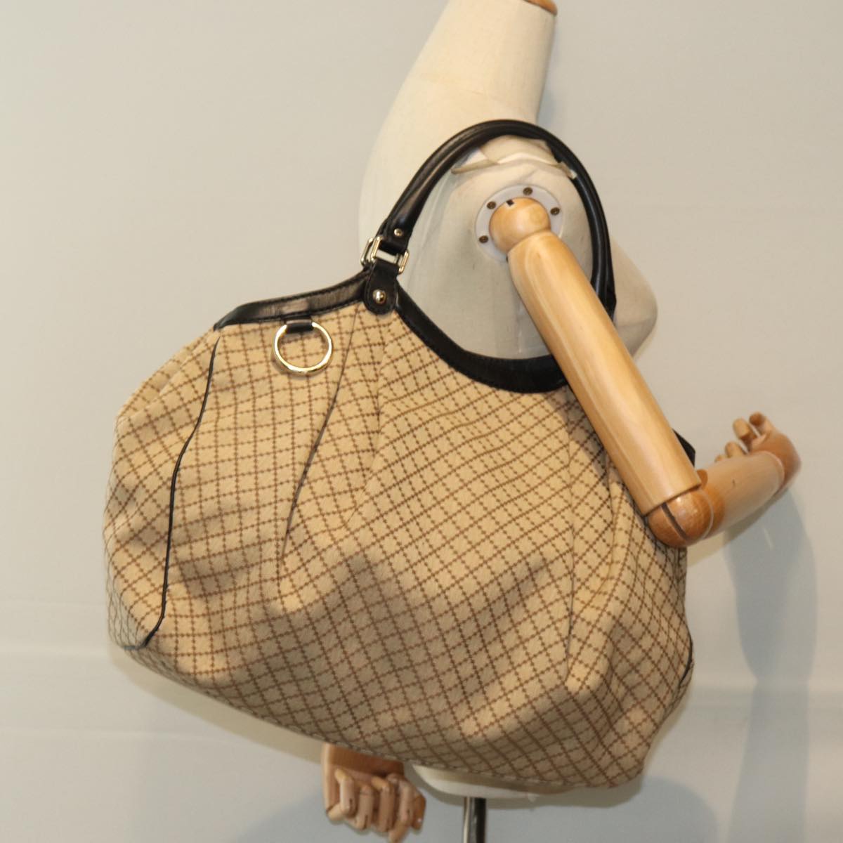 GUCCI Sukey Diamante Hand Bag Canvas Beige 211943 bs15886