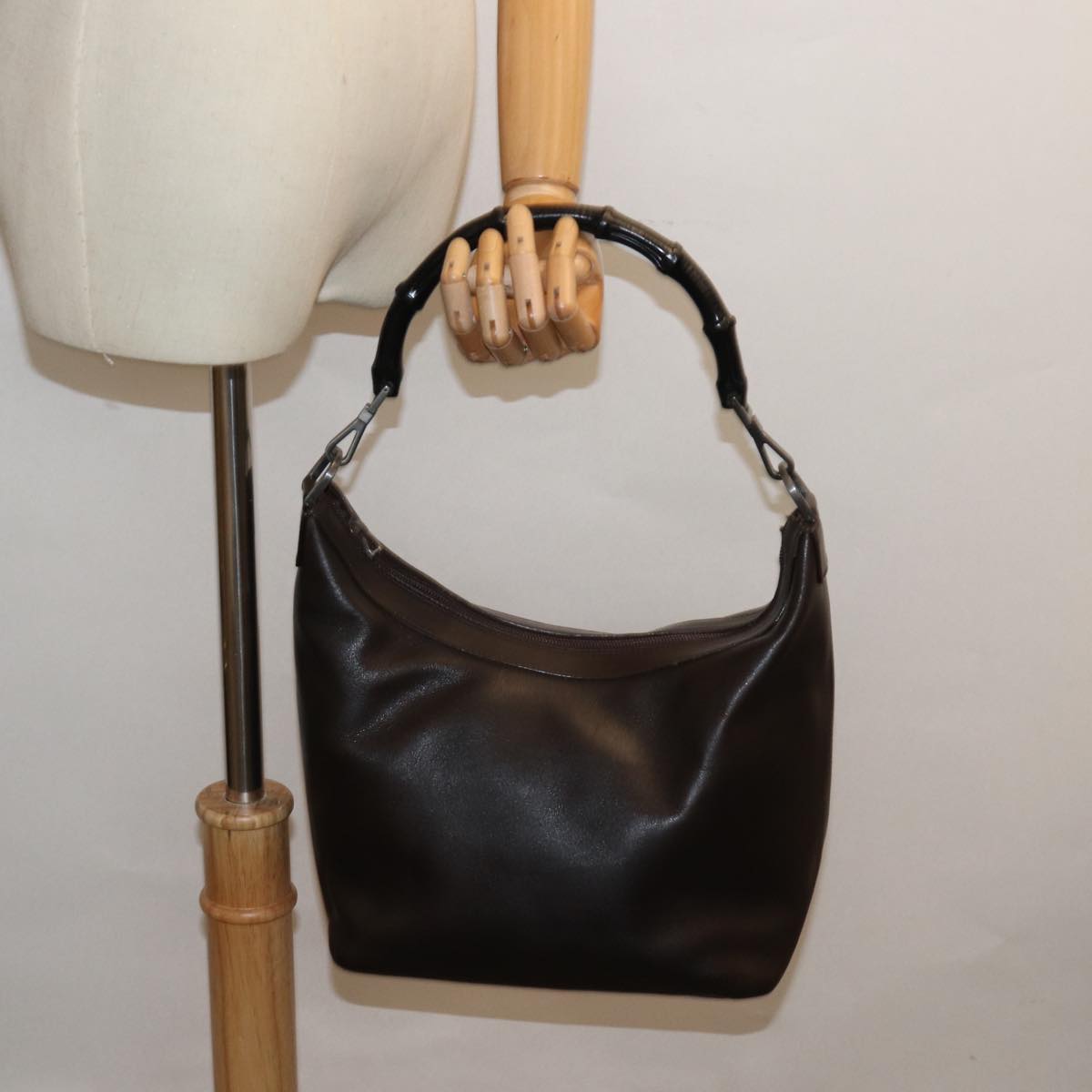 GUCCI Bamboo Hand Bag Leather Brown 000 0531 002214 bs16393