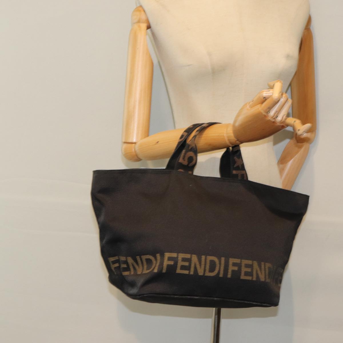 FENDI Hand Bag Nylon Black Silver bs16743
