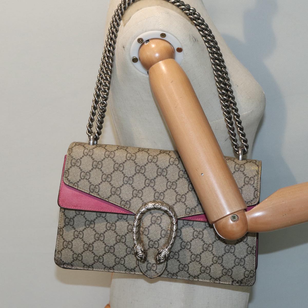 GUCCI GG Supreme Dionysus Chain Shoulder Bag PVC Beige 400249 bs17584