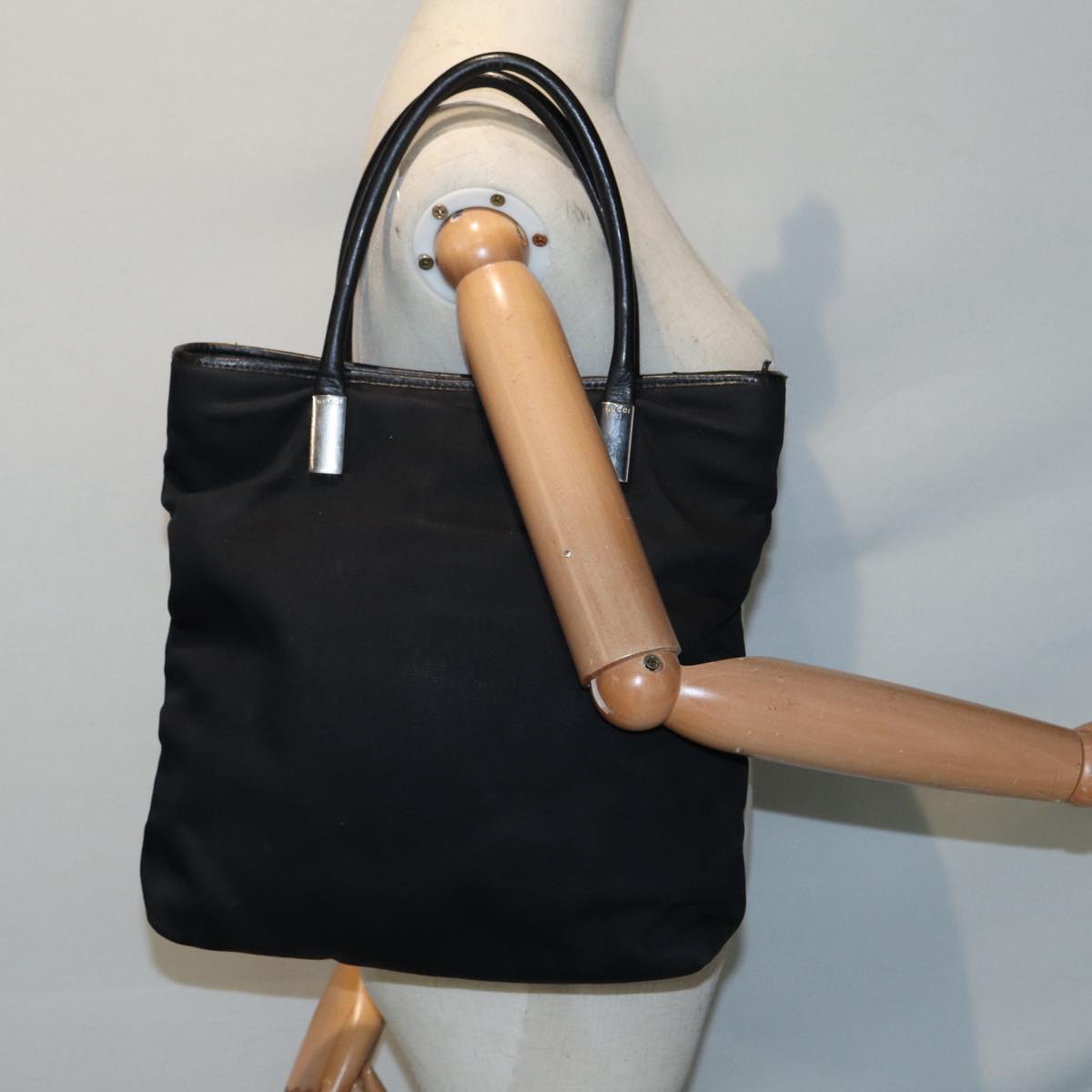 GUCCI Hand Bag Nylon Black Silver 002 2123 0458 bs17662