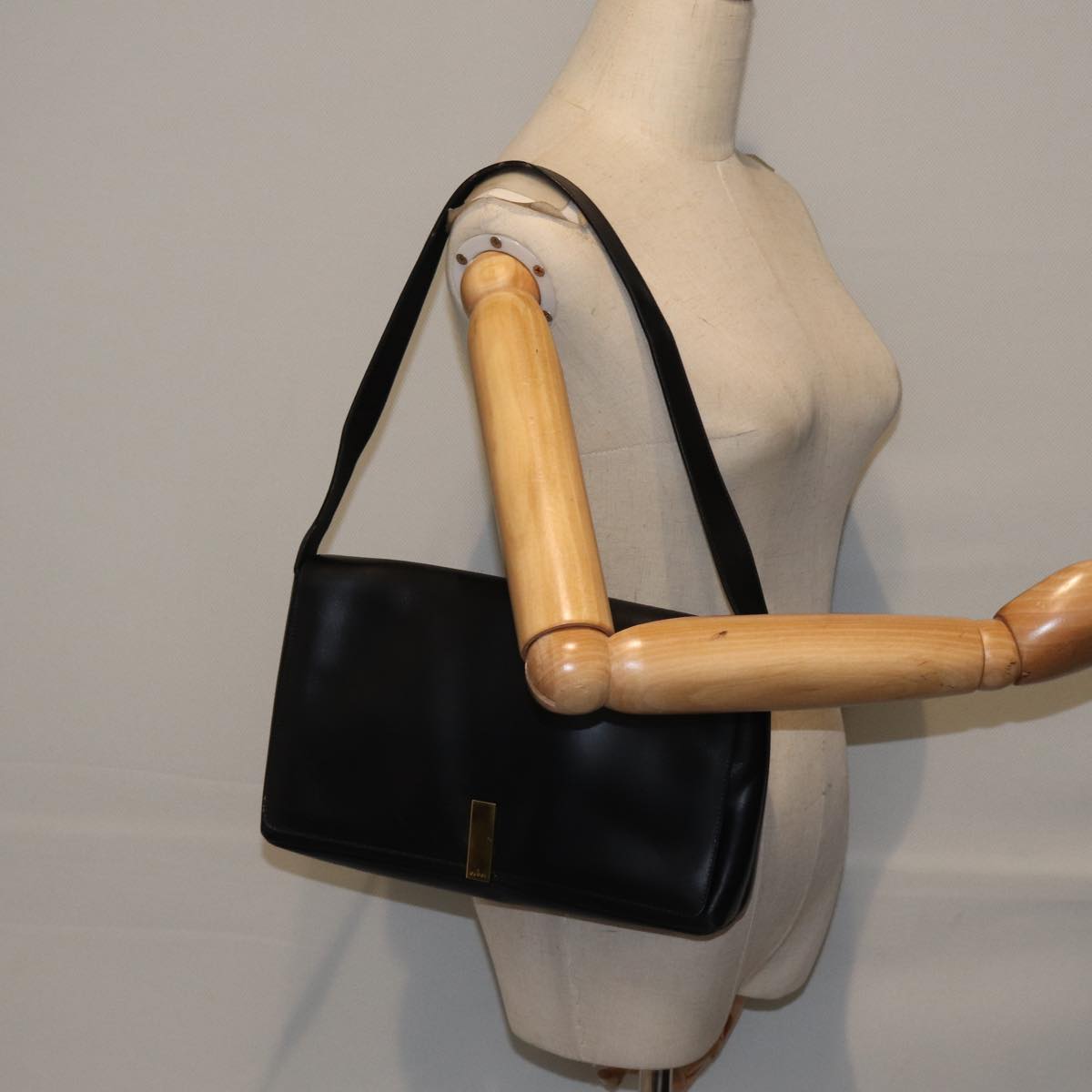 GUCCI Shoulder Bag Leather Black bs17796