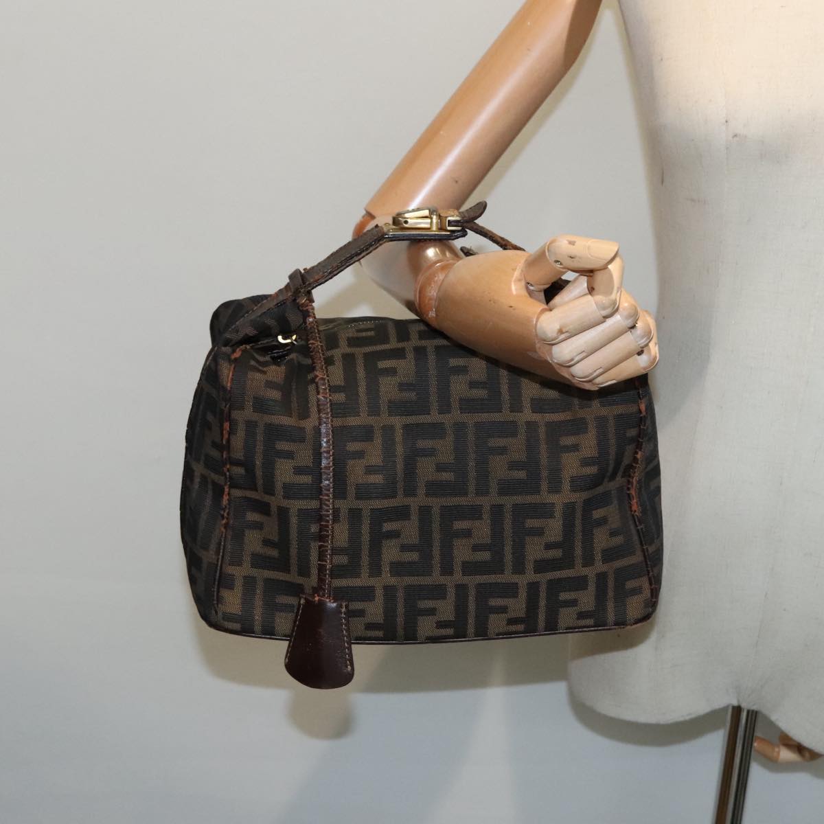 FENDI Zucca Canvas Hand Bag Brown bs18022