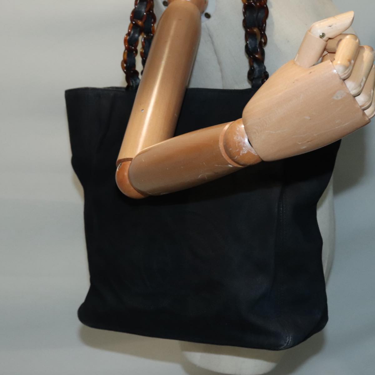 CHANEL COCO Mark Chain Tote Bag Denim Navy CC bs18458