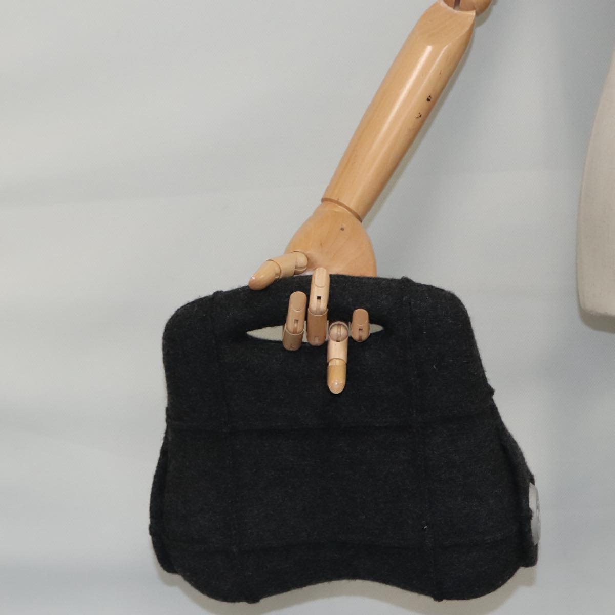 CHANEL Hip bag Hand Bag Wool Gray CC bs18826