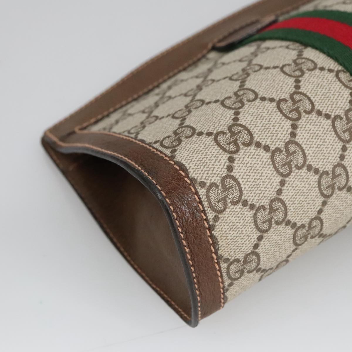 GUCCI GG Supreme Web Sherry Line Clutch Bag PVC Beige 67 014 2125 bs19481