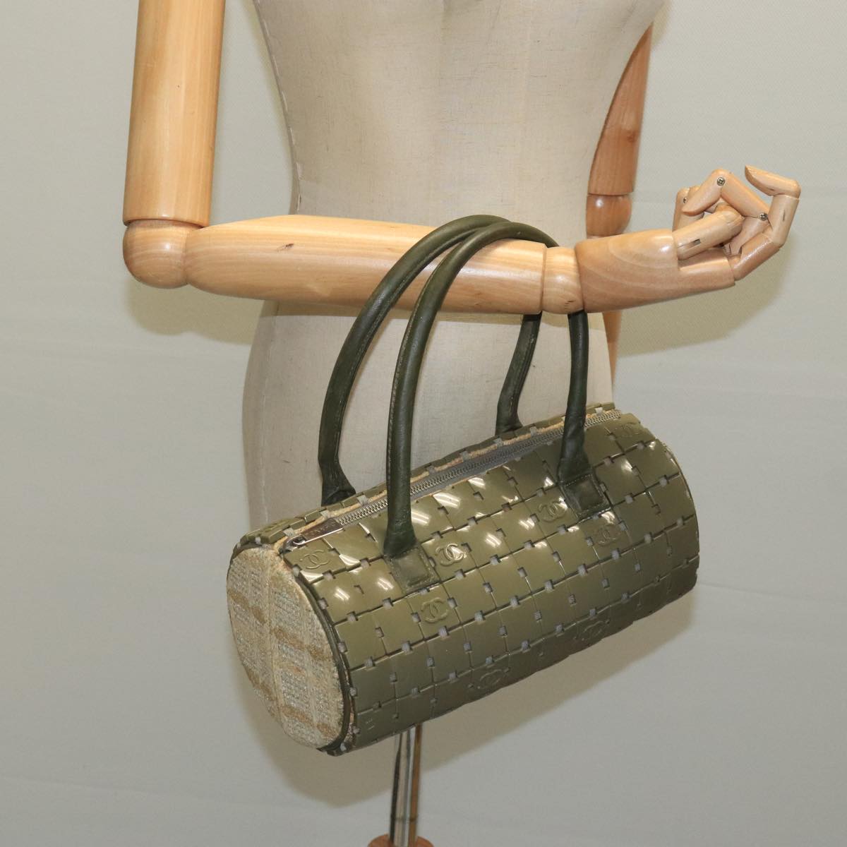 CHANEL Hand Bag plastic Khaki CC bs19614