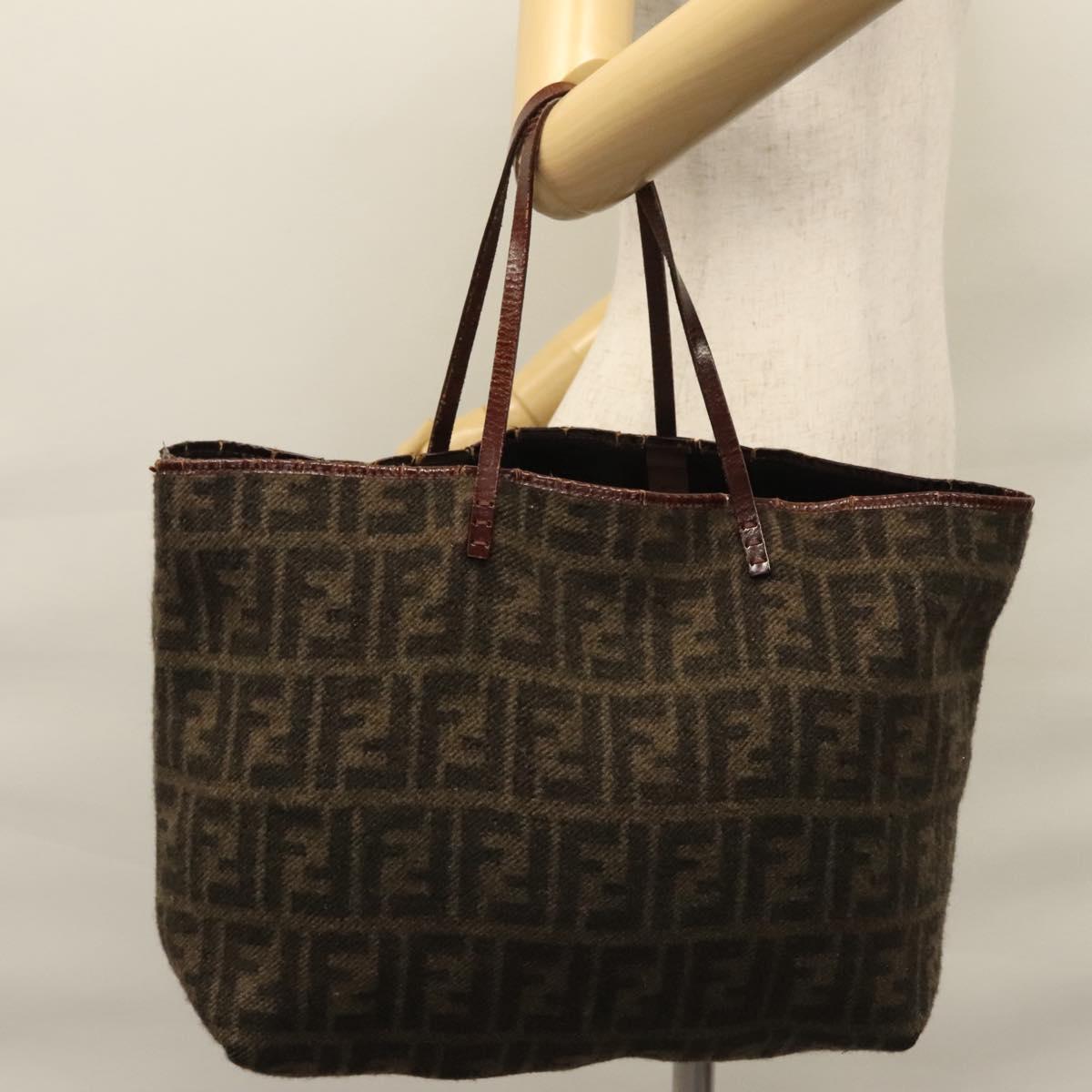 FENDI Zucca Canvas Tote Bag Brown Black bs21636
