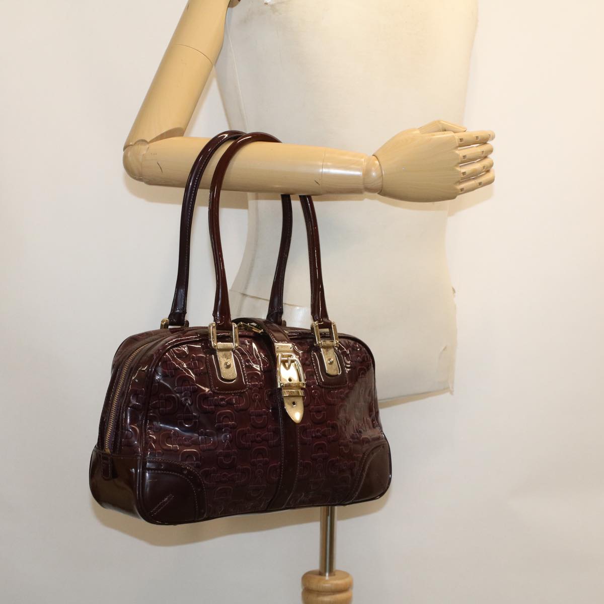 GUCCI Shoulder Bag Patent leather Purple 145770 bs5305