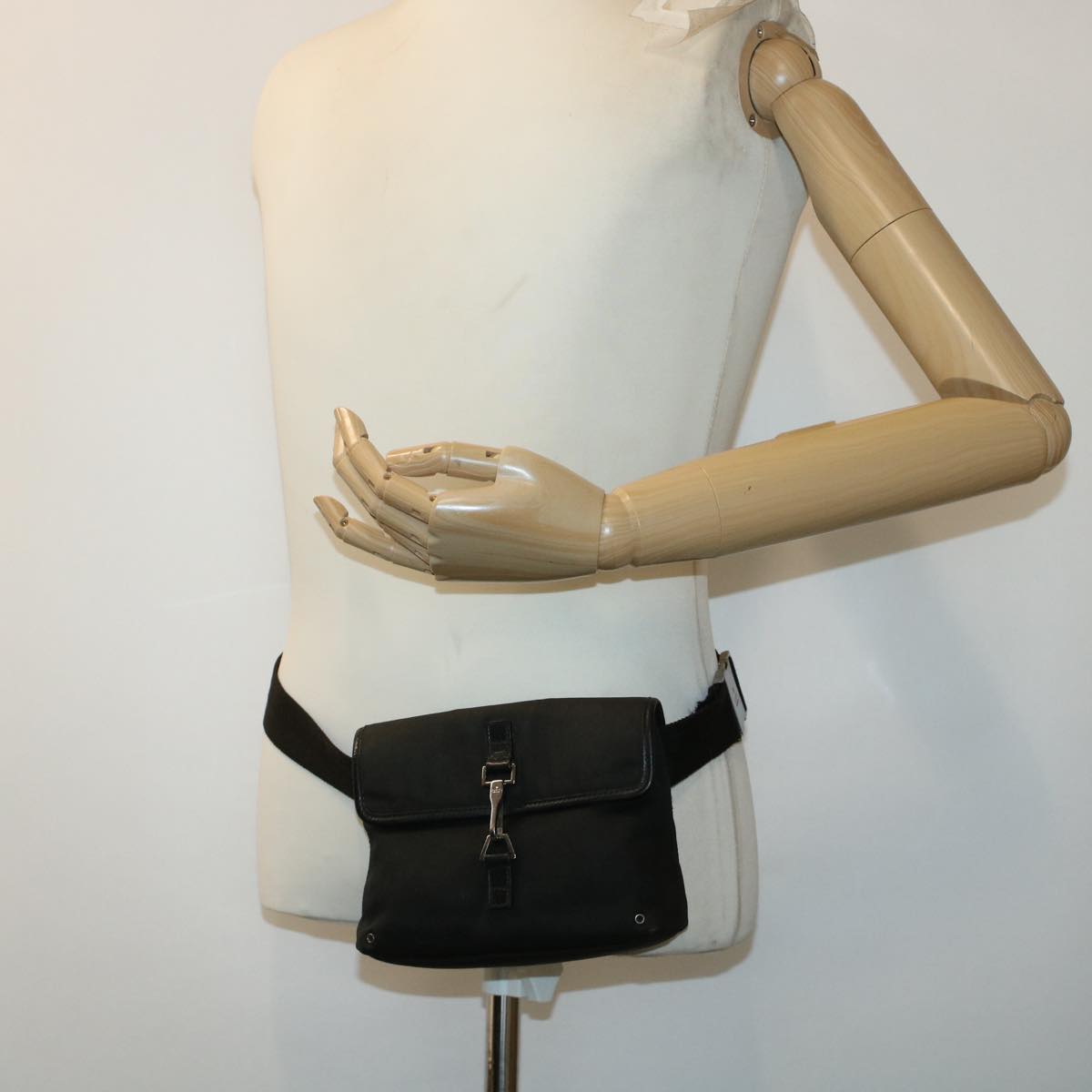 GUCCI Waist Bag Canvas Black 92543 bs5795