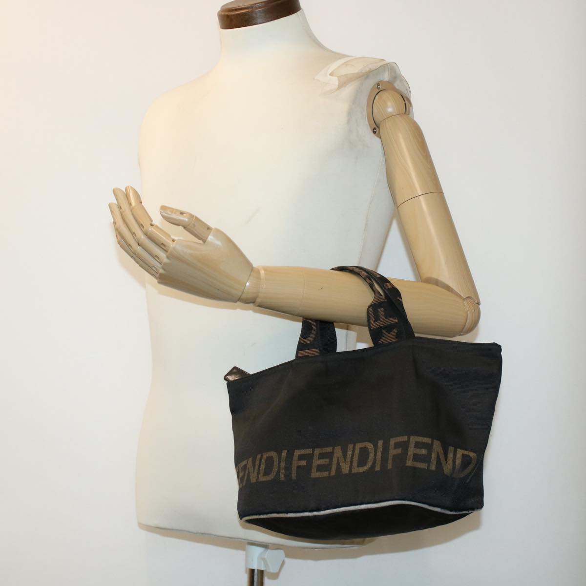 FENDI Zucca Canvas Hand Bag Black Brown bs6057