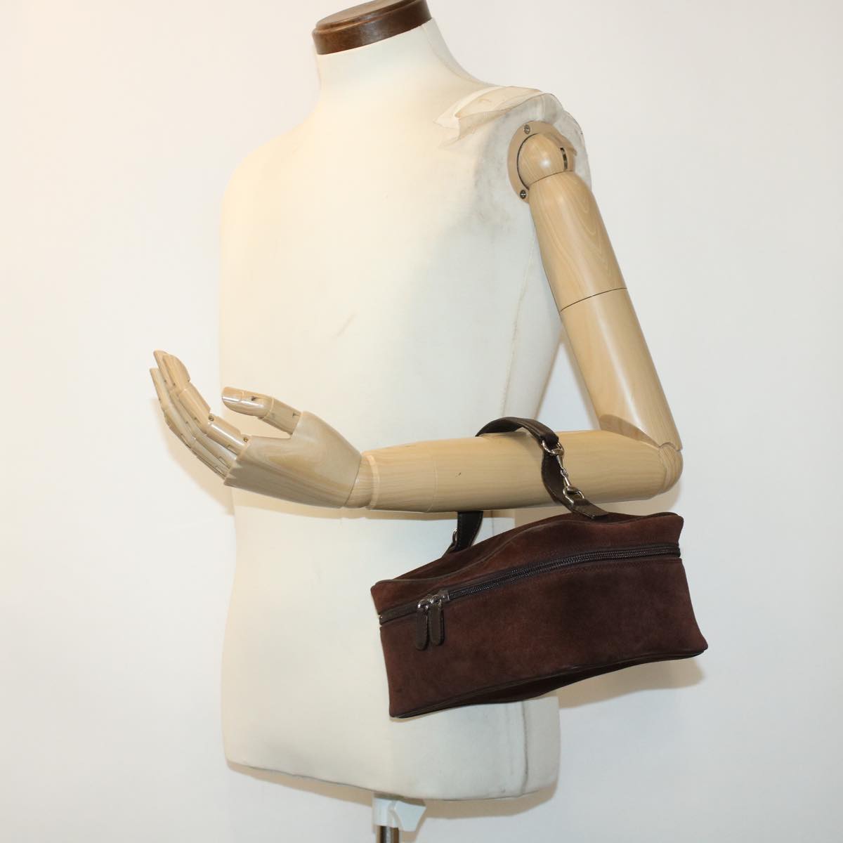 GUCCI Vanity Cosmetic Pouch Suede Leather Brown 032•1705•0140 bs6135