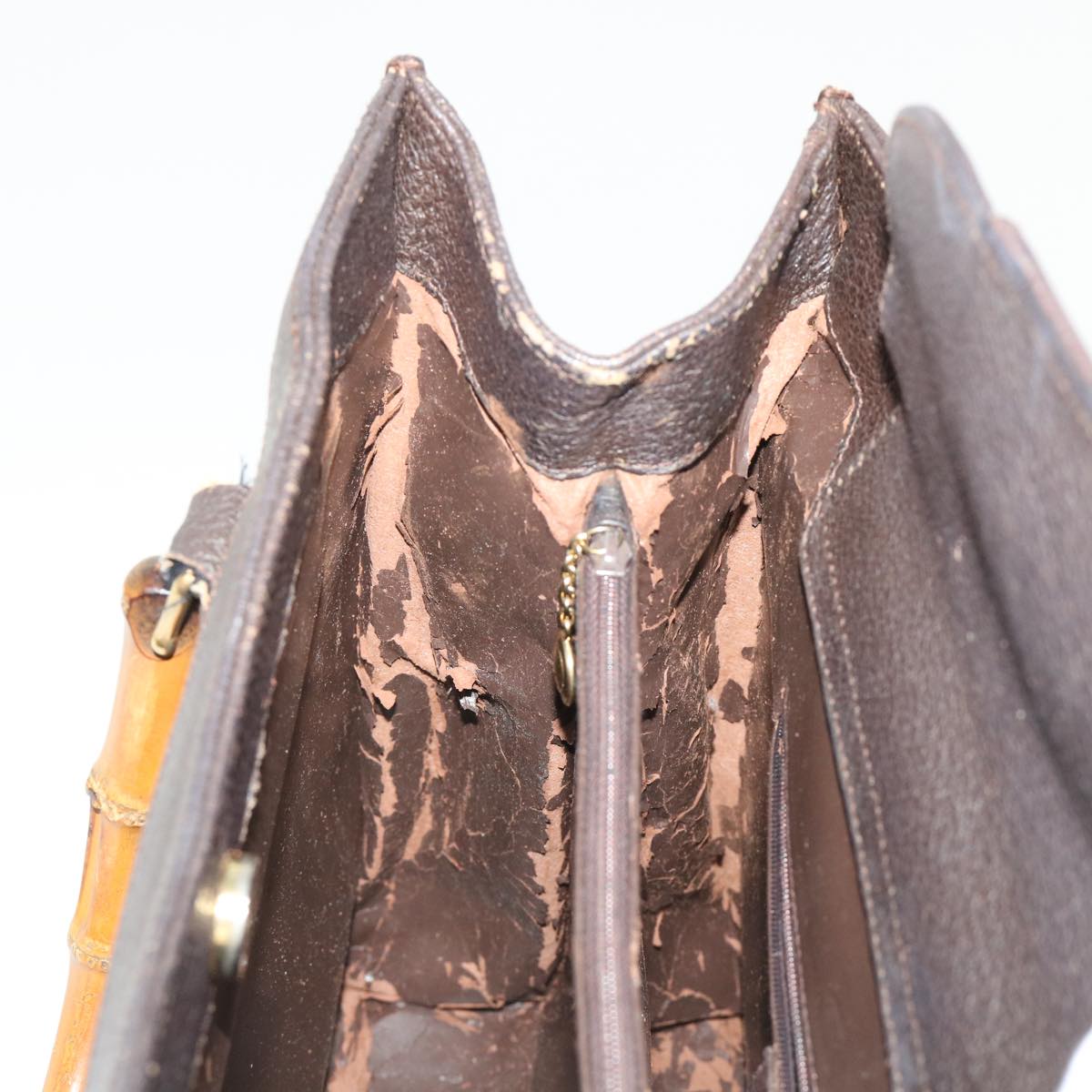GUCCI Bamboo Hand Bag Suede Leather Brown 00211860260 bs6498