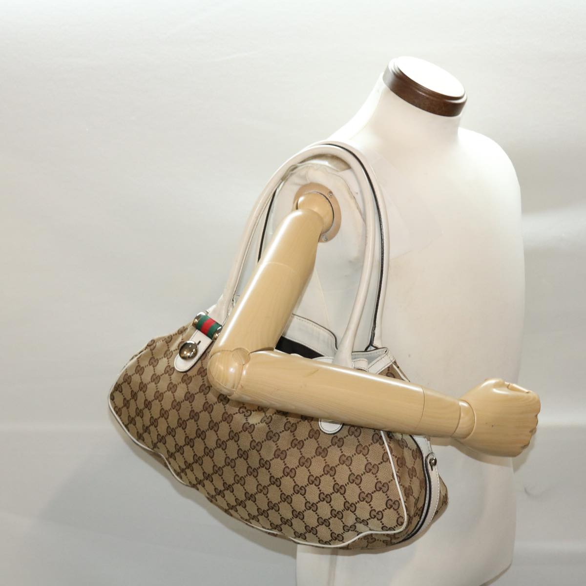 GUCCI GG Canvas Web Sherry Line Shoulder Bag Beige Red Green 232971 bs7254