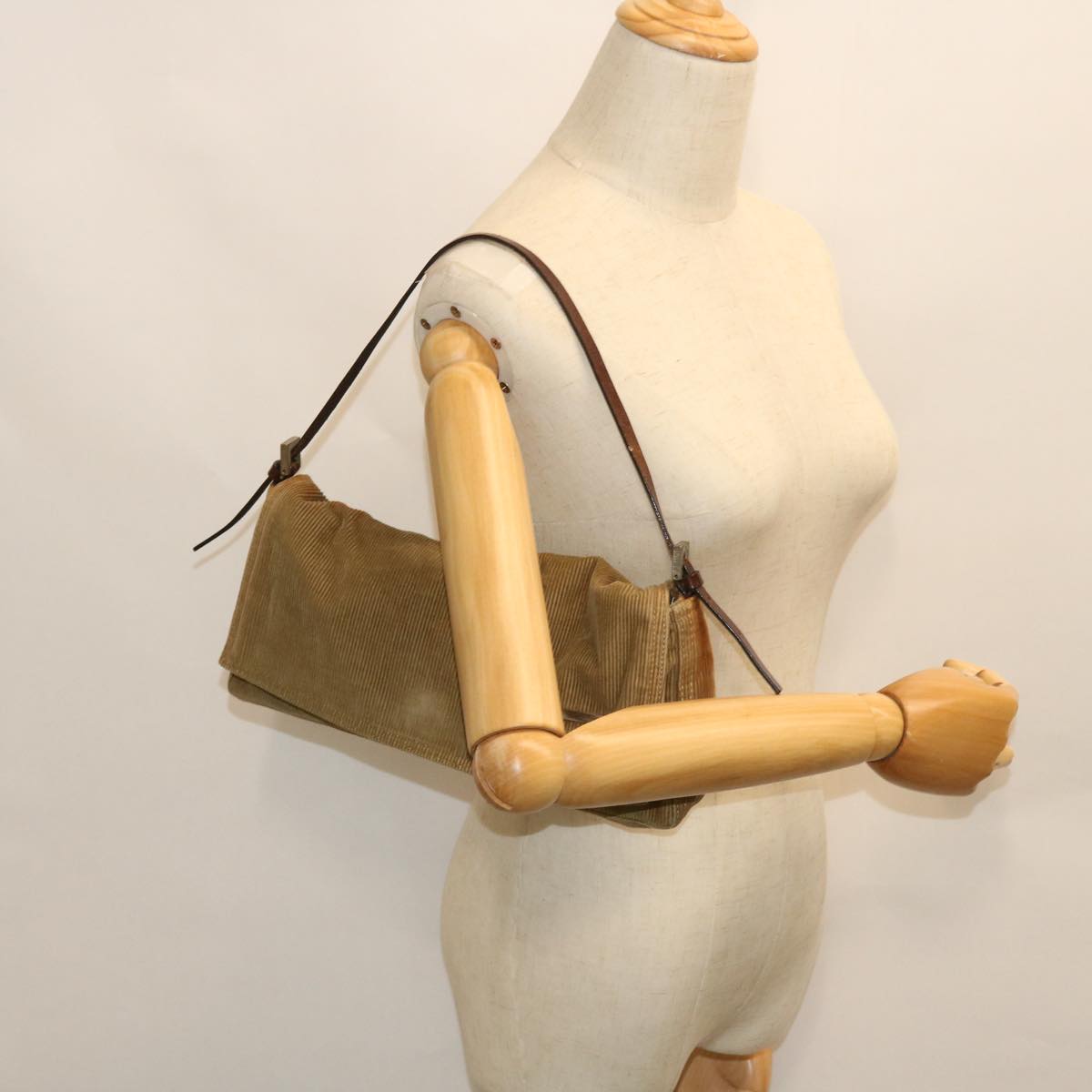 FENDI Shoulder Bag Corduroy Brown bs7333