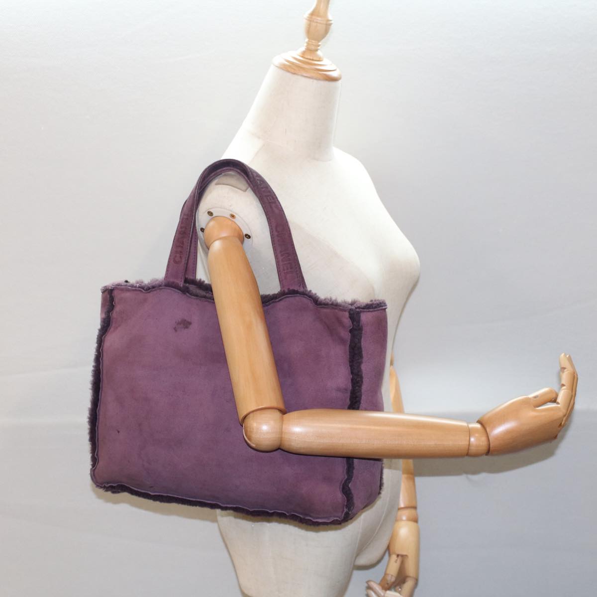 CHANEL Hand Bag Mouton Purple CC bs7682