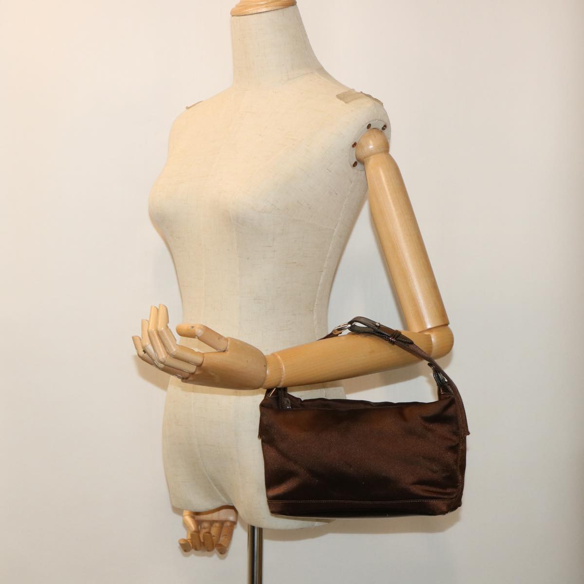 GUCCI Bamboo Hand Bag Nylon Brown bs7822