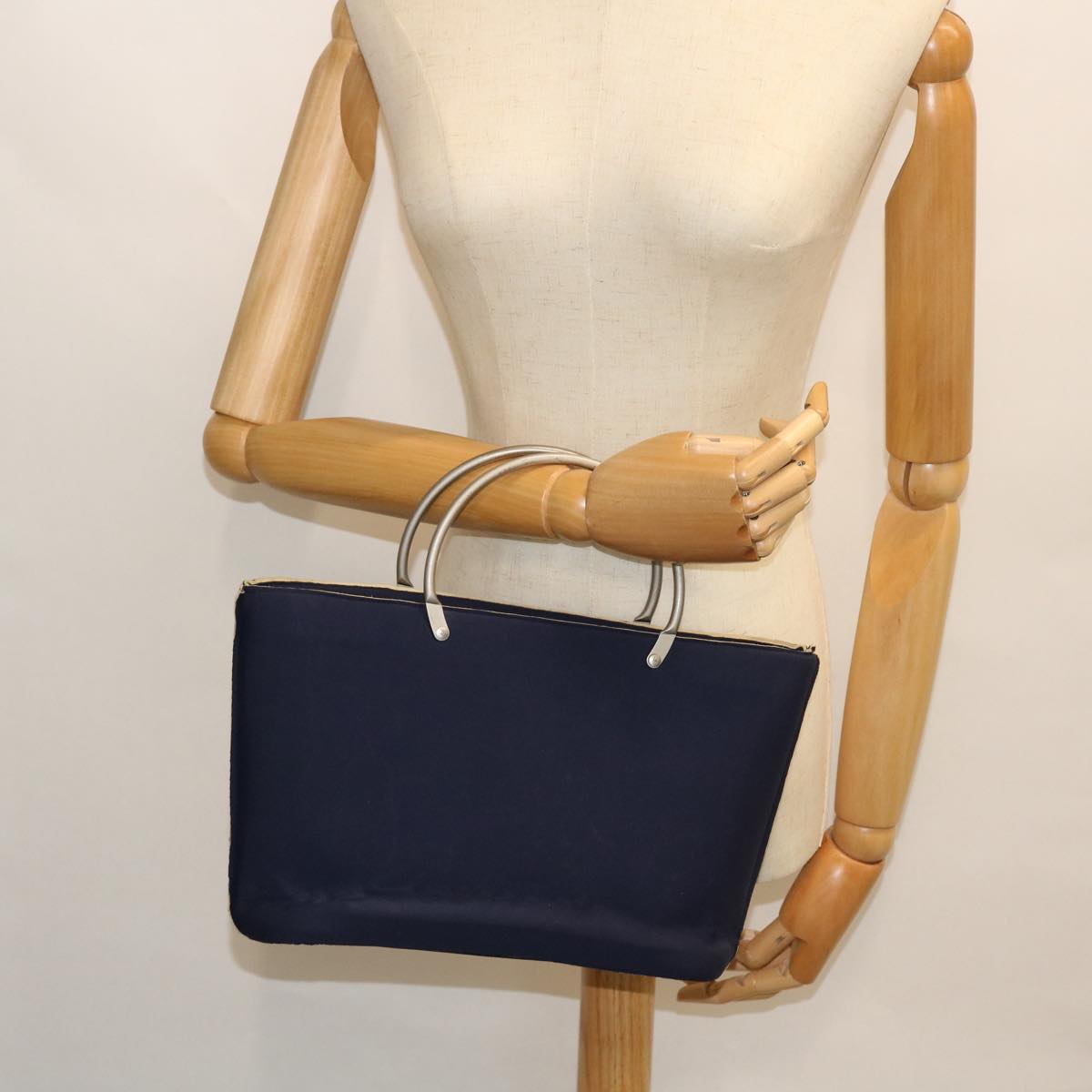 CHANEL Hand Bag Canvas Navy CC bs8016