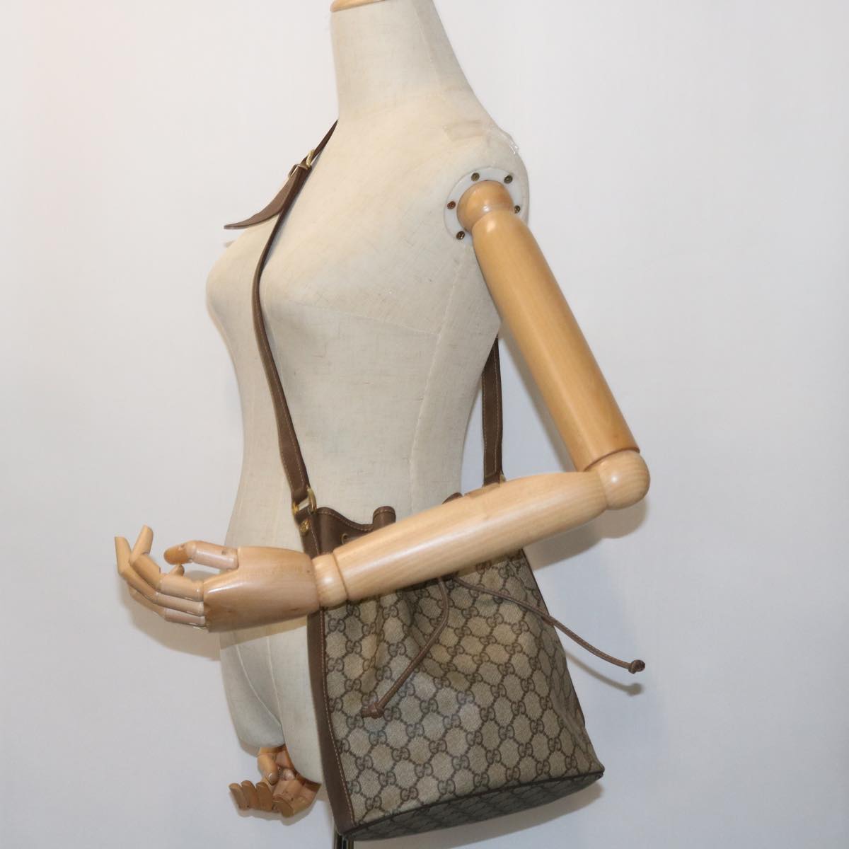 GUCCI GG Canvas Shoulder Bag PVC Leather Beige 001 115 6179 4023 bs8584