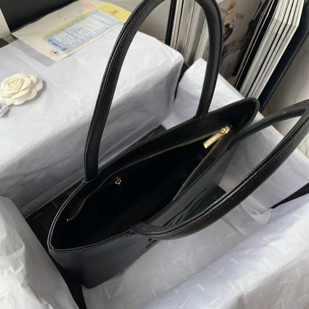 CHLVintage CHLOpen Tote Caviar East West Black For Women Bags 14.5in/36.9cm