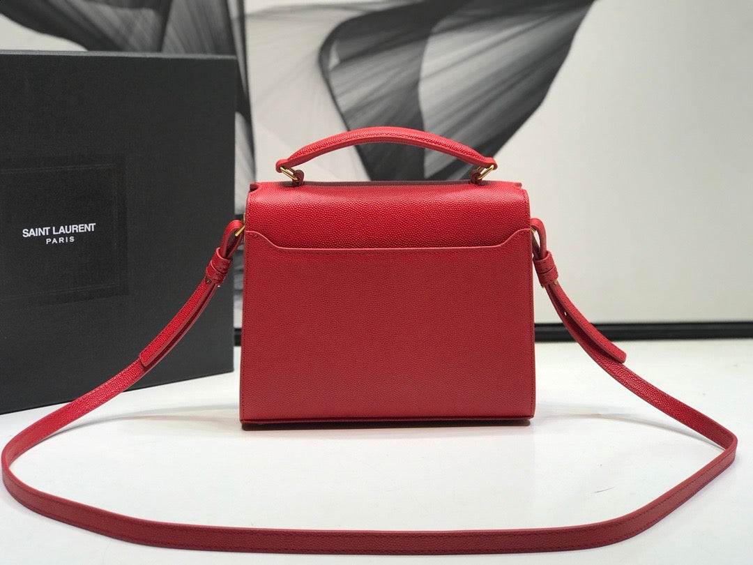 YSSL Cassandra Medium Top Handle Bag Red For Women 9.6in/24.5cm YSL
