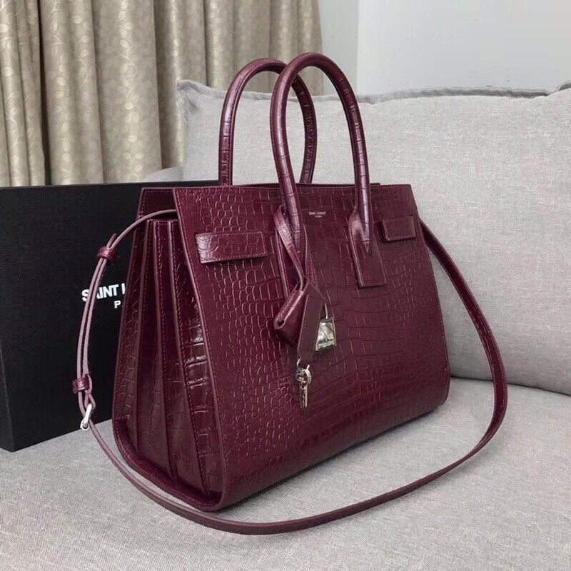 GLAMI Sac De Jour Small In Embossed CrocoGLAMIle Burgundy For Women 12.5in/32cm YSLÂÂ