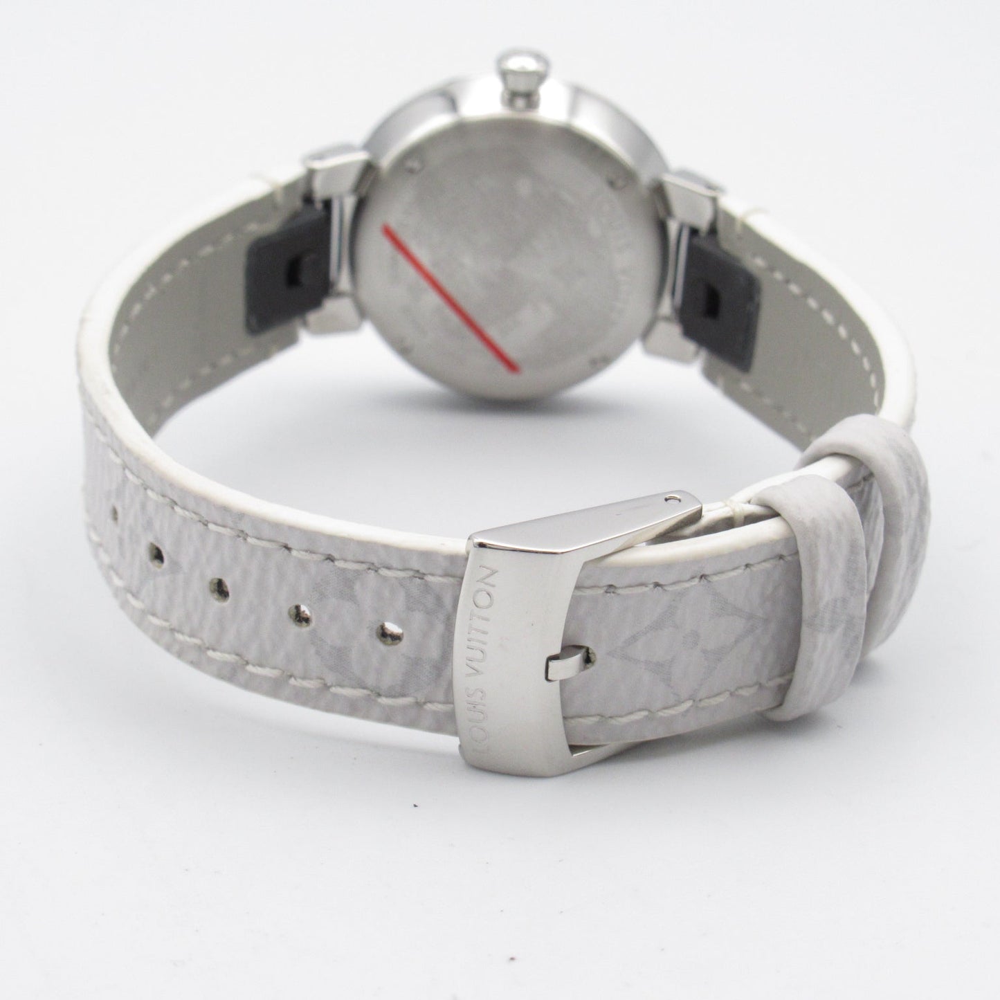 Louis Vuitton Louis Vuitton Diamond Beagle Watch Stainless Steel Leather Belt White S QA109
