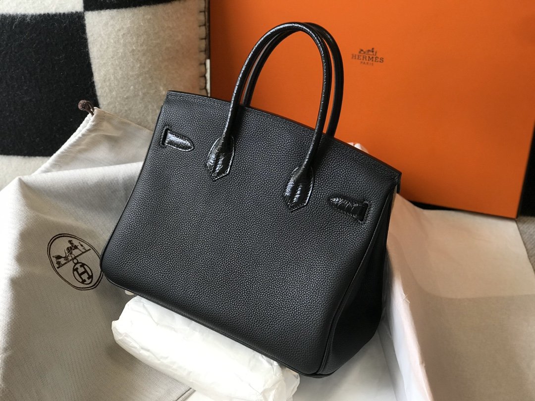 GLAMI Birkin Black For Women Gold Toned Hardware 11.8in/30cm