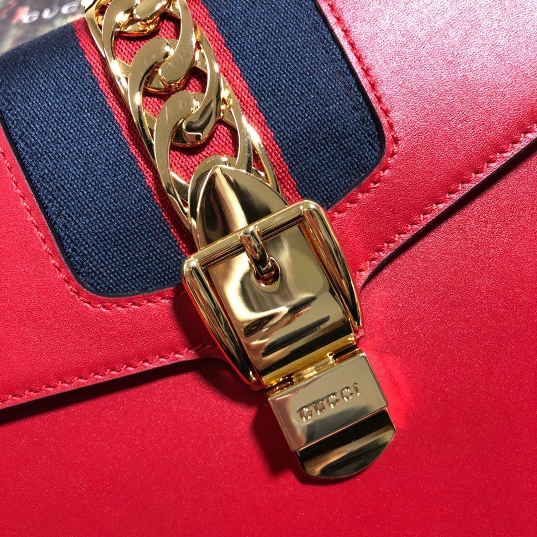 GLM-- GG Sylvie Leather Medium Top Handle Bag