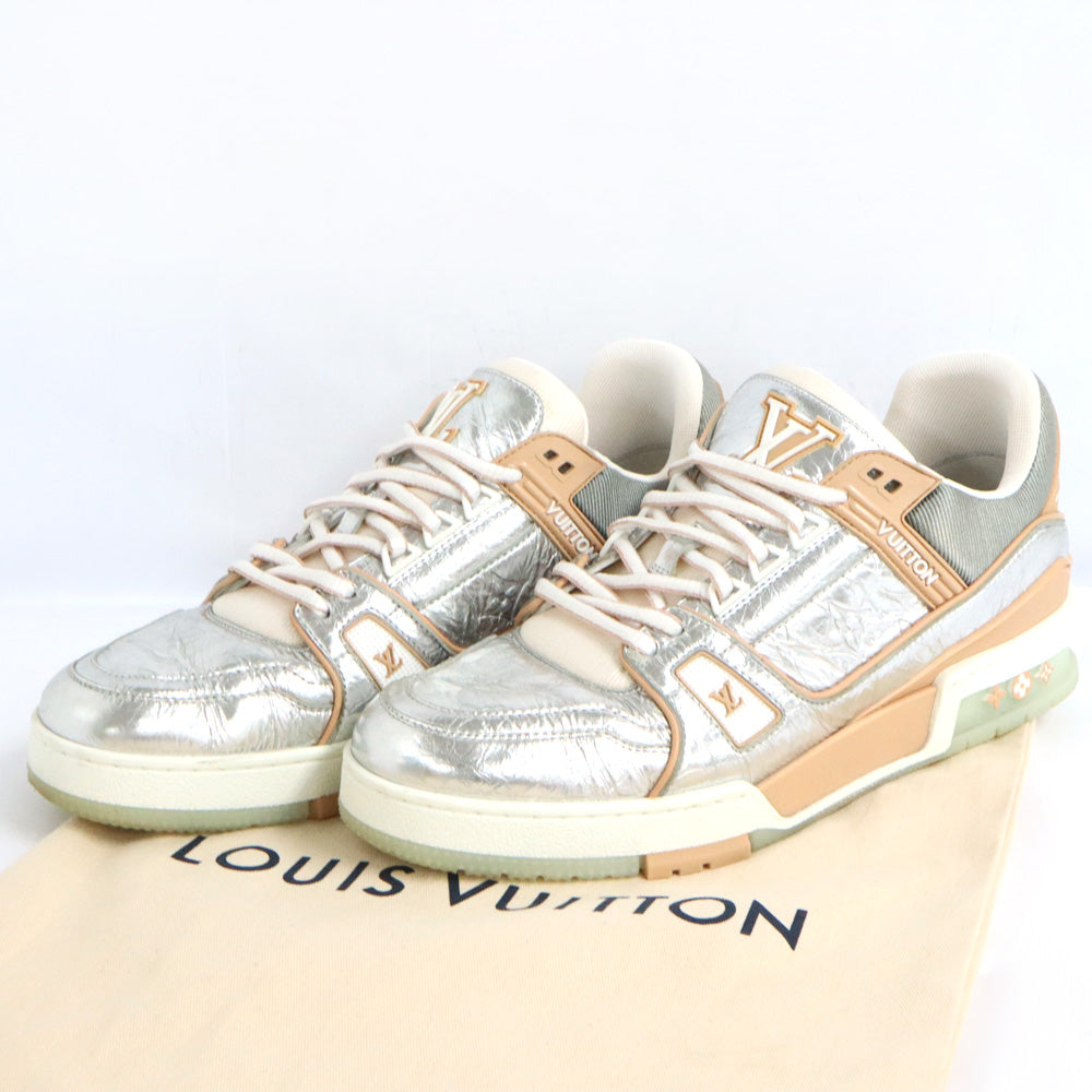 Louis Vuitton LV Trainer Line Trainers 7 26.0cm Silver Beige Virgin Brown Shoes