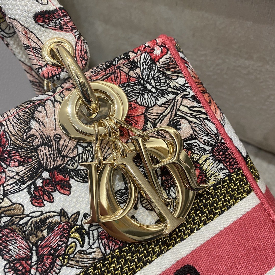 GLAMI MeGLAMIum Lady D-Lite Bag Multicolor ButterGlamIy Embroidery, Red/Latte Handbags, 24cm CD M0565ORHQ_M884