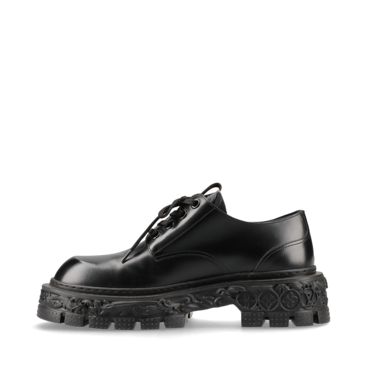 Louis Vuitton LV Barockline 22 Years UK7 1/2 Leather Shoes Black BM0272 LV Logo Monogram Flower Der