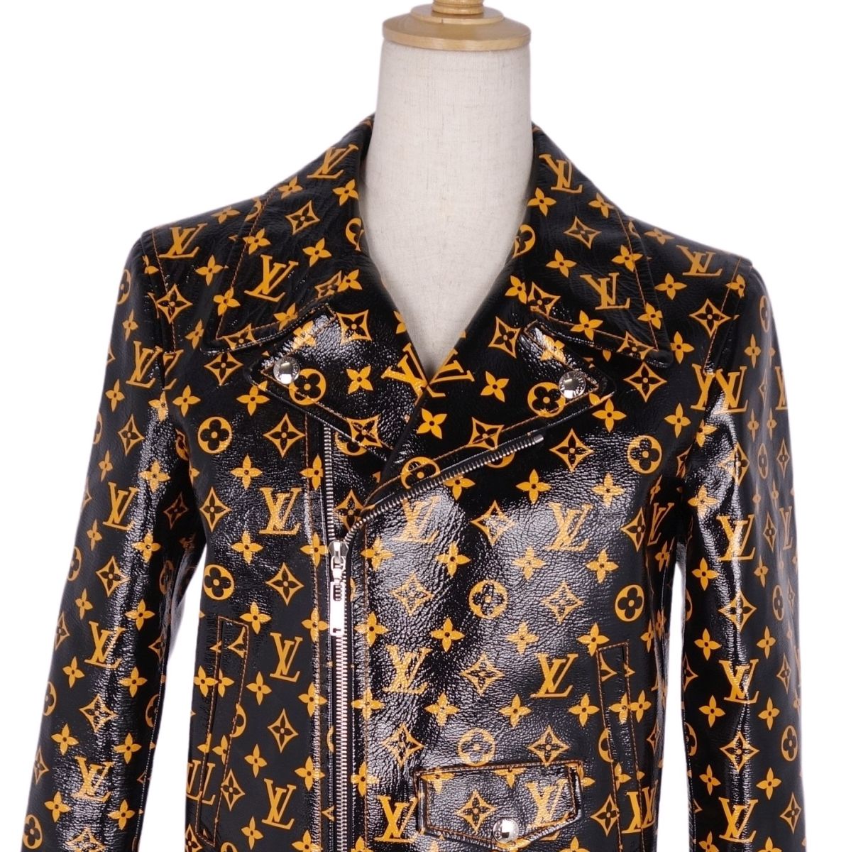 Louis Vuitton Double r Jacket Monogram Rambler 34 (XS equivalent) Black/Orange Female