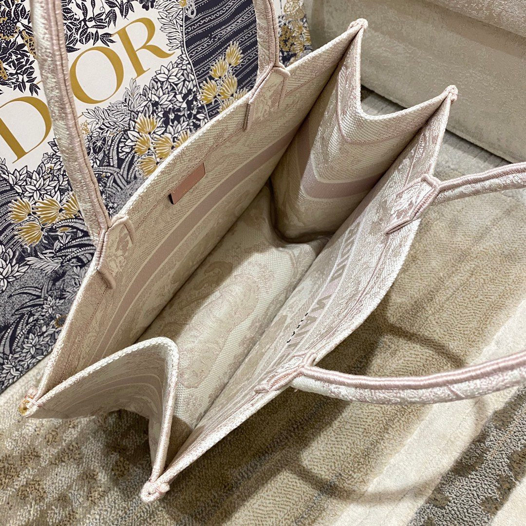 GLAMI MeGLAMIum Book Tote Pink Toile de Jouy Reverse Embroidery, Light Pink, For Women Women’s Handbags, 36cm CD