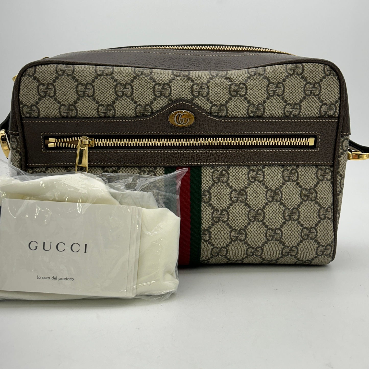 GLM-- GG Supreme Monogram Web Small Ophidia Shoulder Bag Brown 2101218346466