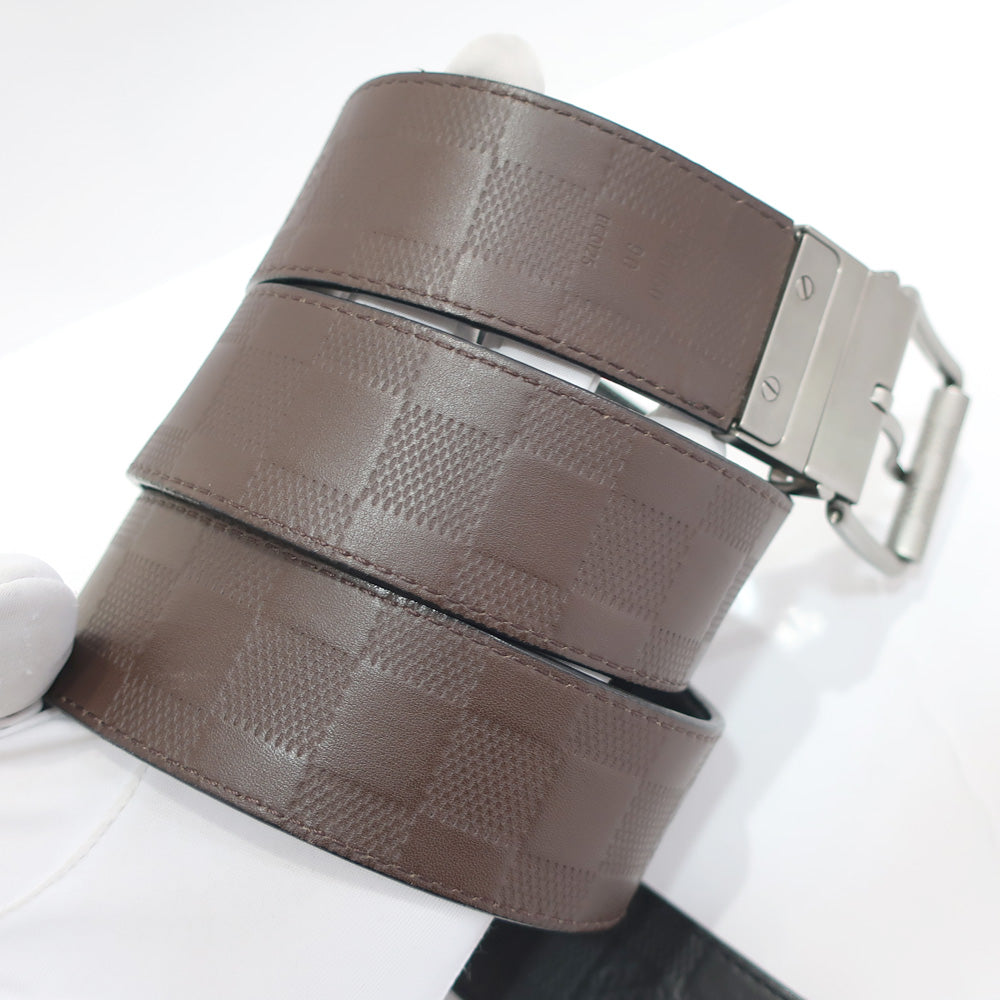 Louis Vuitton Belt Damieprint 40MM M9150 Damie Black/Brown Silver 90 Mens Box
