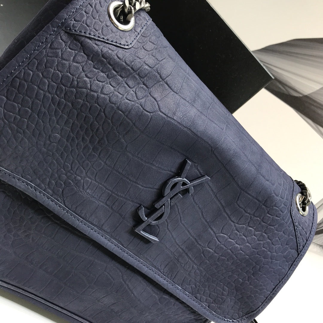 GLAMI Niki MeGLAMIum Chain Bag In-Embossed Navy For Women 11in/28cm YSL